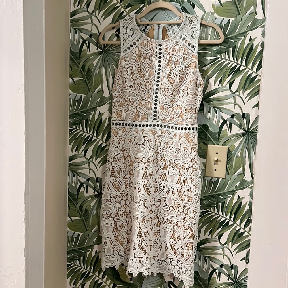 Lulus powder blue & cream lace dress